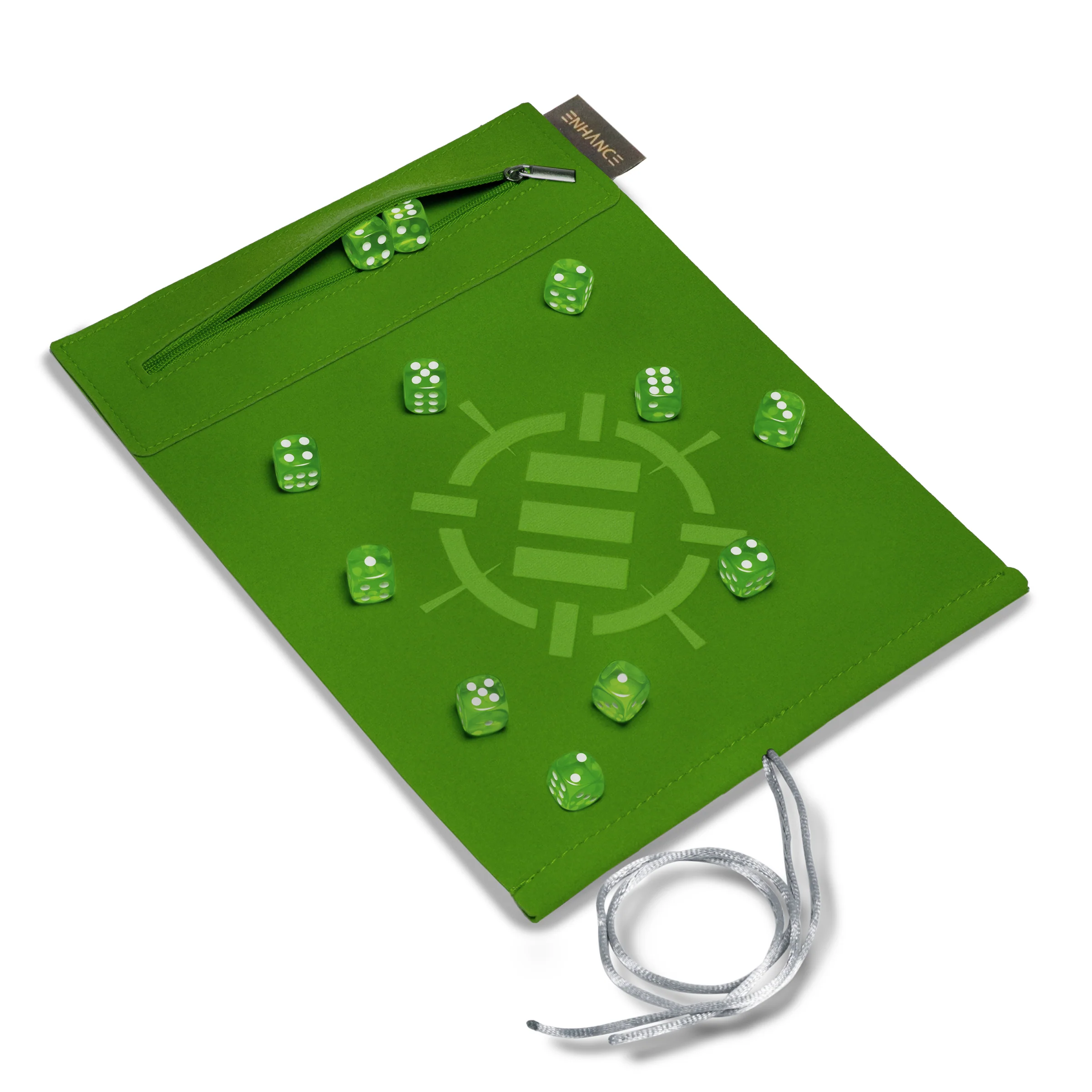 Roll on a Scroll: Acrylic Dice Set and Rolling Mat - Green